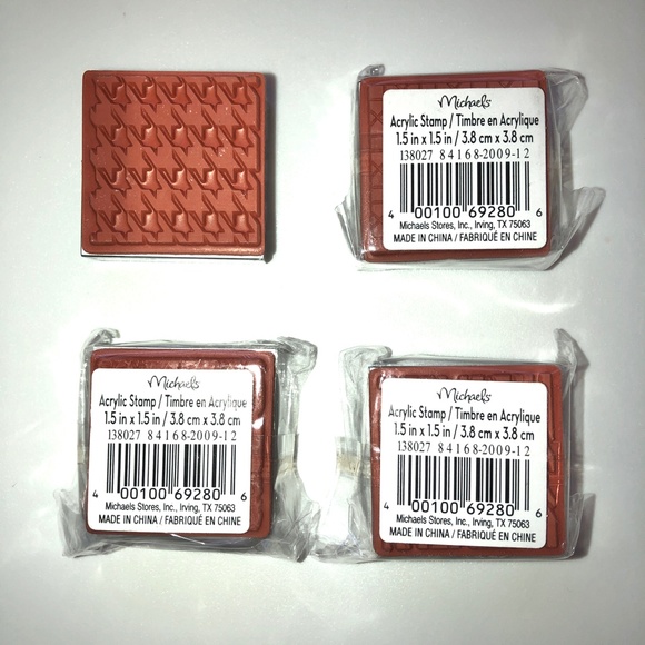 MICHAELS Zebra, Houndstooth, Bamboo Cane + Baroque Rubber Stamp Acrylic Set of 4 - Picture 3 of 8
